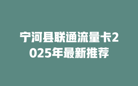 宁河县联通流量卡2025年最新推荐