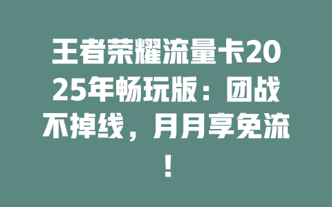 王者荣耀流量卡2025年畅玩版：团战不掉线，月月享免流！
