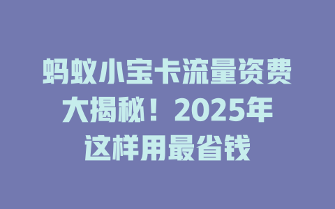 蚂蚁小宝卡流量资费大揭秘！2025年这样用最省钱