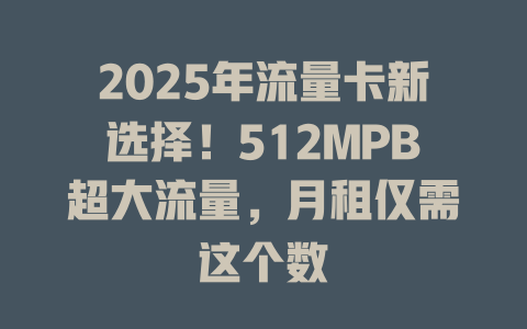 2025年流量卡新选择！512MPB超大流量，月租仅需这个数