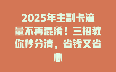 2025年主副卡流量不再混淆！三招教你秒分清，省钱又省心