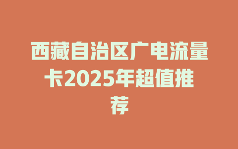 西藏自治区广电流量卡2025年超值推荐