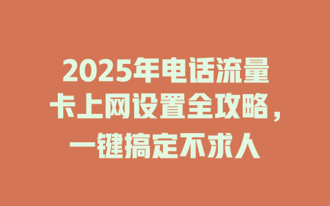 2025年电话流量卡上网设置全攻略，一键搞定不求人