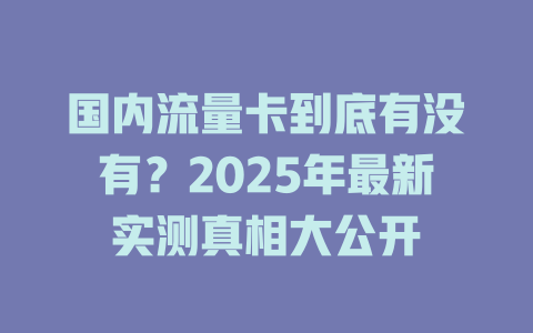 国内流量卡到底有没有？2025年最新实测真相大公开