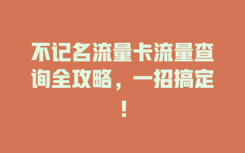 不记名流量卡流量查询全攻略，一招搞定！