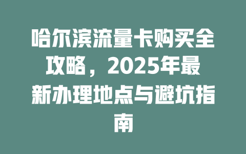 哈尔滨流量卡购买全攻略，2025年最新办理地点与避坑指南