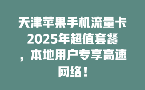 天津苹果手机流量卡2025年超值套餐，本地用户专享高速网络！