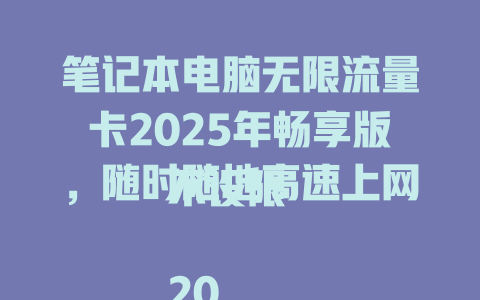 笔记本电脑无限流量卡2025年畅享版，随时随地高速上网不设限  

2025年笔记本电脑必备神器！