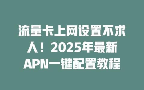 流量卡上网设置不求人！2025年最新APN一键配置教程