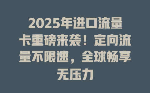 2025年进口流量卡重磅来袭！定向流量不限速，全球畅享无压力