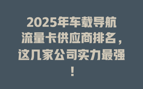 2025年车载导航流量卡供应商排名，这几家公司实力最强！