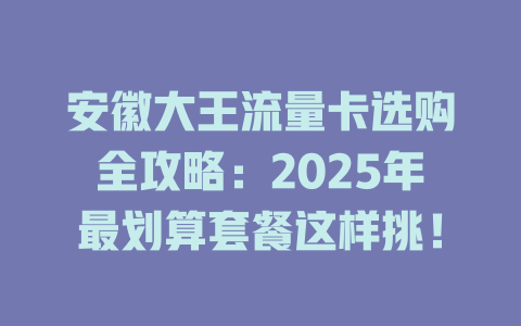安徽大王流量卡选购全攻略：2025年最划算套餐这样挑！