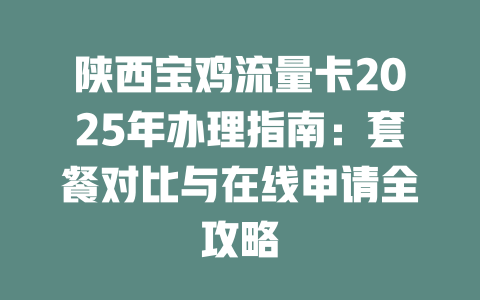 陕西宝鸡流量卡2025年办理指南：套餐对比与在线申请全攻略