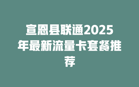 宣恩县联通2025年最新流量卡套餐推荐