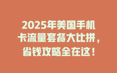 2025年美国手机卡流量套餐大比拼，省钱攻略全在这！