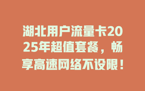 湖北用户流量卡2025年超值套餐，畅享高速网络不设限！
