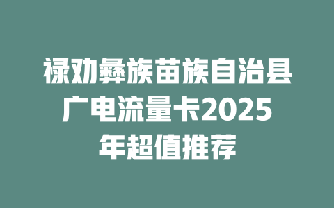 禄劝彝族苗族自治县广电流量卡2025年超值推荐