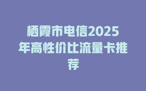 栖霞市电信2025年高性价比流量卡推荐