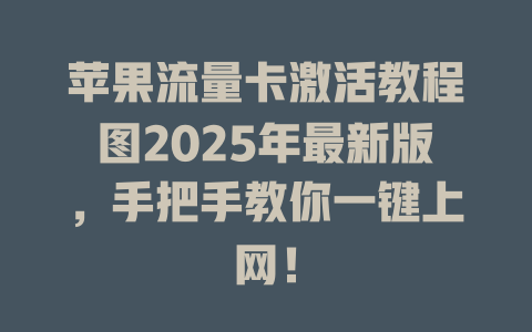 苹果流量卡激活教程图2025年最新版，手把手教你一键上网！