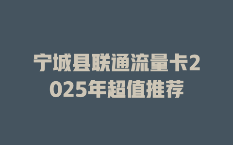 宁城县联通流量卡2025年超值推荐