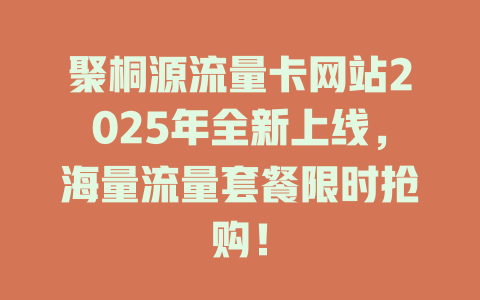 聚桐源流量卡网站2025年全新上线，海量流量套餐限时抢购！