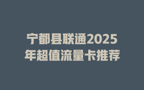 宁都县联通2025年超值流量卡推荐