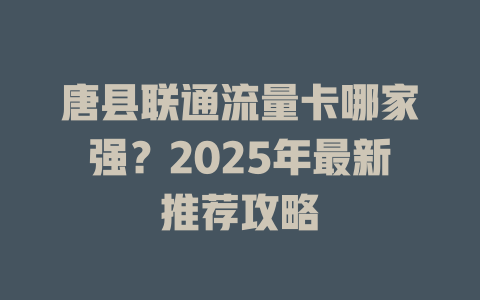 唐县联通流量卡哪家强？2025年最新推荐攻略