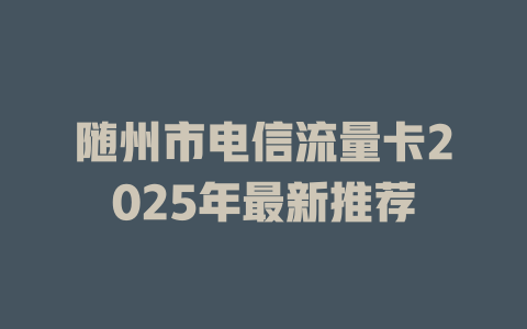 随州市电信流量卡2025年最新推荐