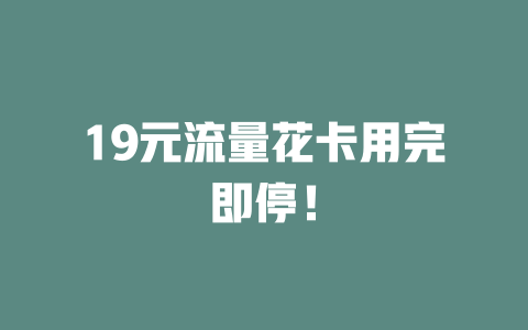 19元流量花卡用完即停！