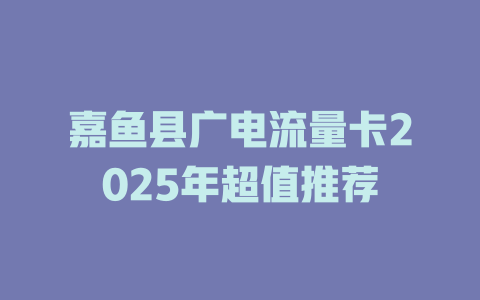 嘉鱼县广电流量卡2025年超值推荐