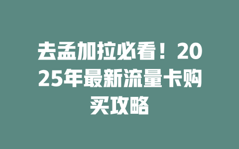 去孟加拉必看！2025年最新流量卡购买攻略