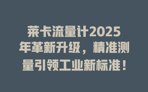莱卡流量计2025年革新升级，精准测量引领工业新标准！