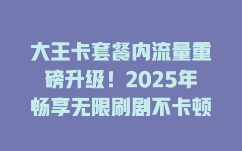 大王卡套餐内流量重磅升级！2025年畅享无限刷剧不卡顿