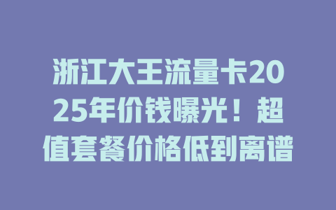 浙江大王流量卡2025年价钱曝光！超值套餐价格低到离谱