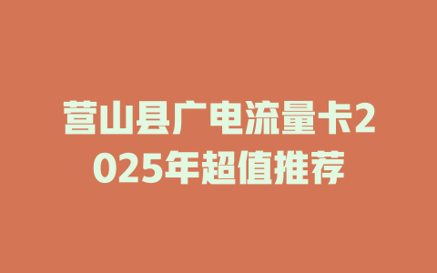营山县广电流量卡2025年超值推荐
