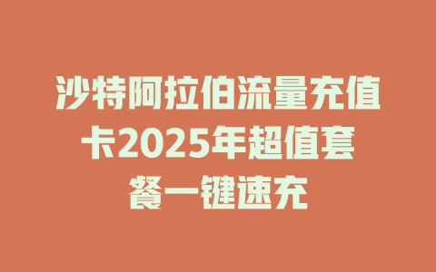 沙特阿拉伯流量充值卡2025年超值套餐一键速充