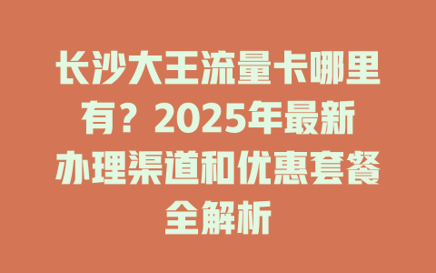长沙大王流量卡哪里有？2025年最新办理渠道和优惠套餐全解析
