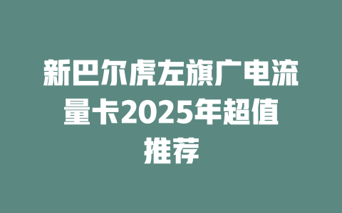 新巴尔虎左旗广电流量卡2025年超值推荐