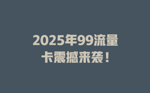 2025年99流量卡震撼来袭！