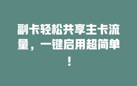 副卡轻松共享主卡流量，一键启用超简单！