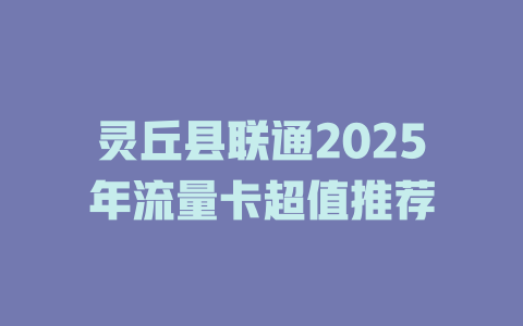 灵丘县联通2025年流量卡超值推荐