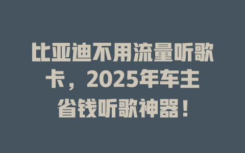 比亚迪不用流量听歌卡，2025年车主省钱听歌神器！