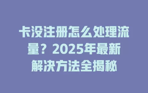卡没注册怎么处理流量？2025年最新解决方法全揭秘