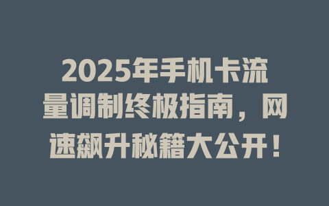2025年手机卡流量调制终极指南，网速飙升秘籍大公开！