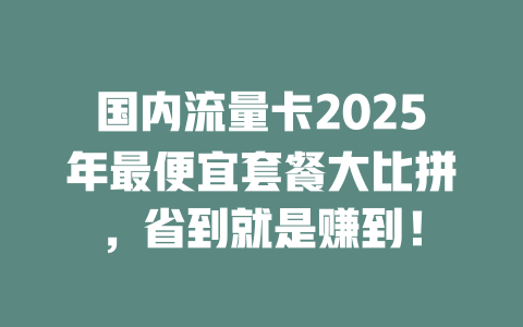 国内流量卡2025年最便宜套餐大比拼，省到就是赚到！