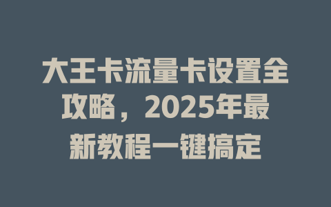 大王卡流量卡设置全攻略，2025年最新教程一键搞定