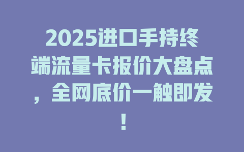 2025进口手持终端流量卡报价大盘点，全网底价一触即发！