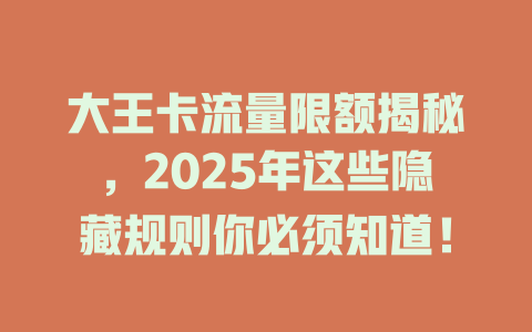 大王卡流量限额揭秘，2025年这些隐藏规则你必须知道！