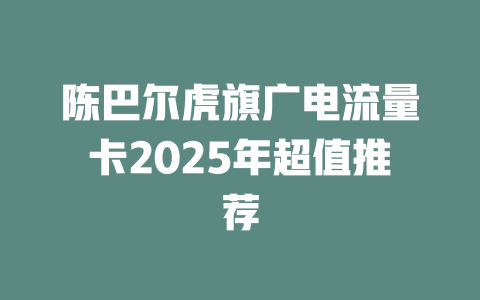 陈巴尔虎旗广电流量卡2025年超值推荐