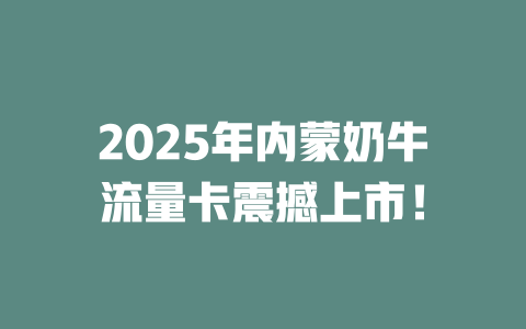 2025年内蒙奶牛流量卡震撼上市！